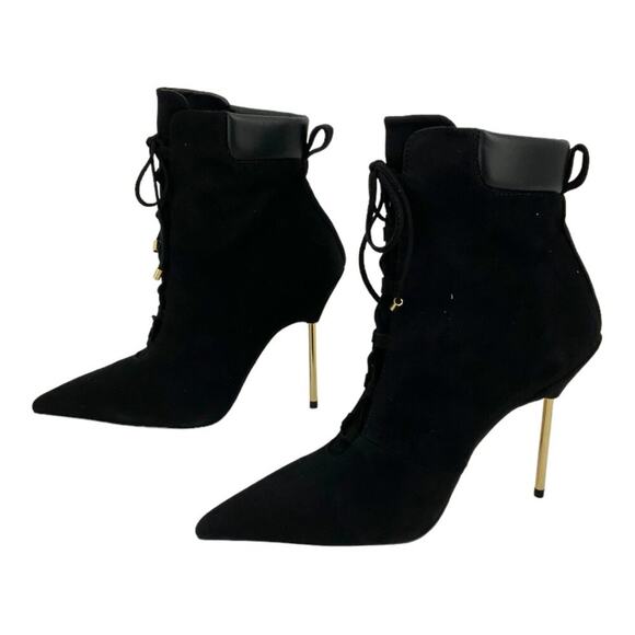 Good American Scandal Lace Up High Heel Booties Black Size 8.5 NWT $275 MSRP - Picture 5 of 8